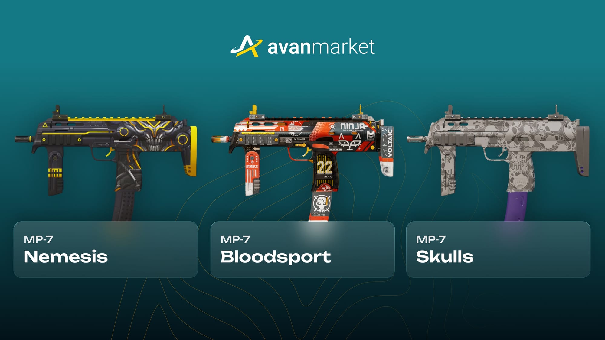 МП7 скины в CS 2: лучшие варианты от Avan Market