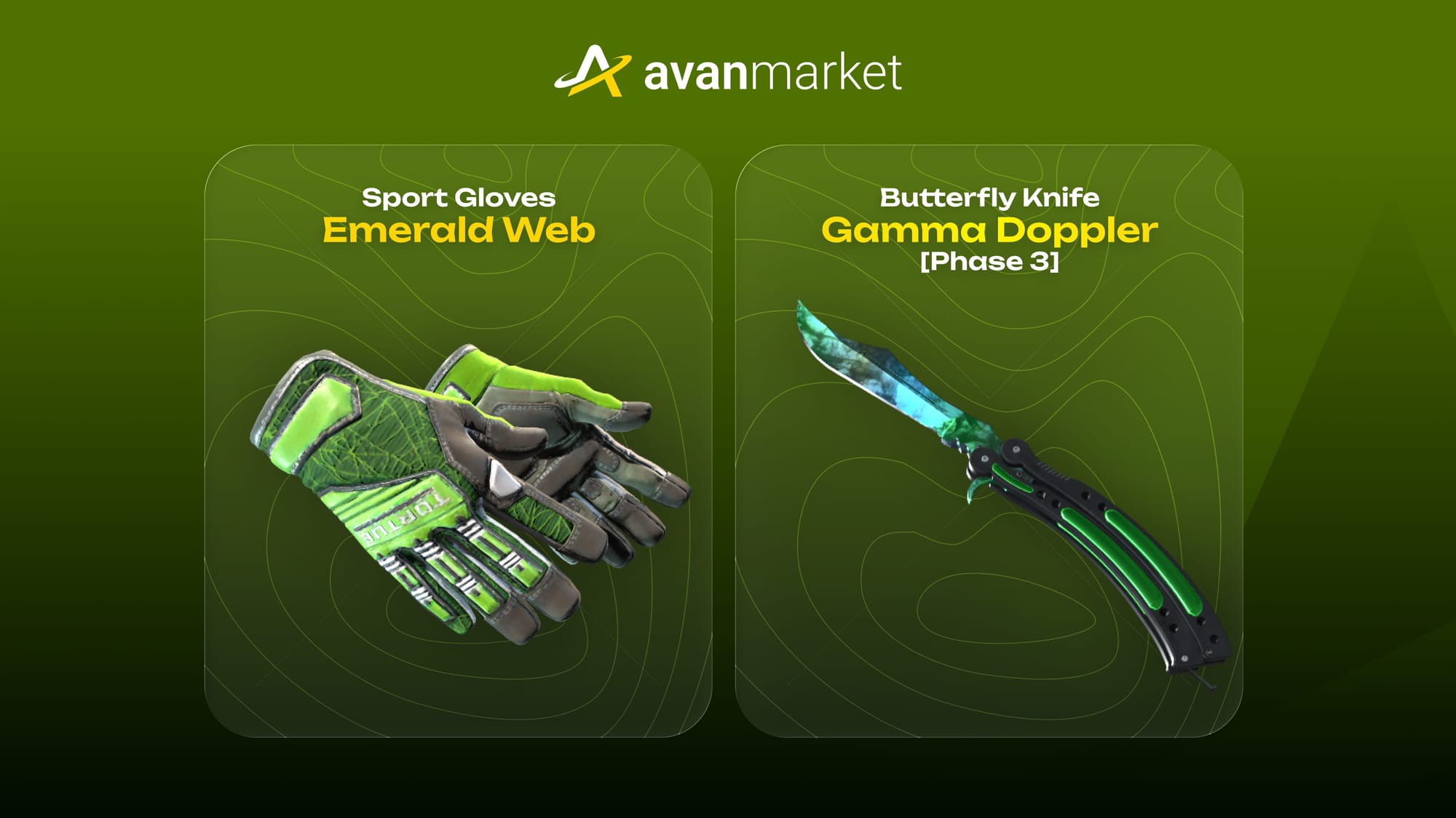 Перчатки и ножи для зеленого сета